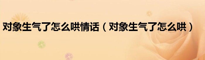 對象生氣了怎么哄情話（對象生氣了怎么哄）