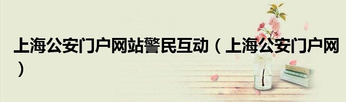 上海公安門戶網(wǎng)站警民互動（上海公安門戶網(wǎng)）