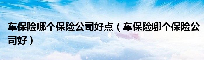 車保險哪個保險公司好點(diǎn)（車保險哪個保險公司好）