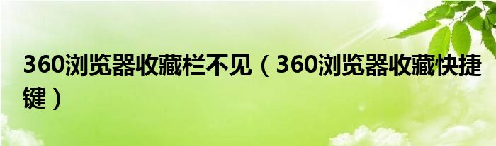 360瀏覽器收藏欄不見(jiàn)（360瀏覽器收藏快捷鍵）