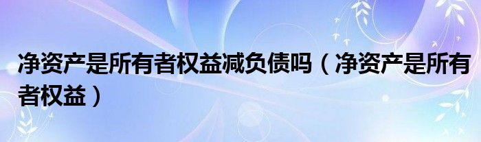 凈資產(chǎn)是所有者權(quán)益減負(fù)債嗎（凈資產(chǎn)是所有者權(quán)益）