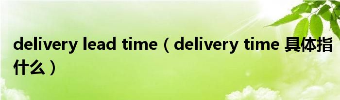 delivery lead time（delivery time 具體指什么）