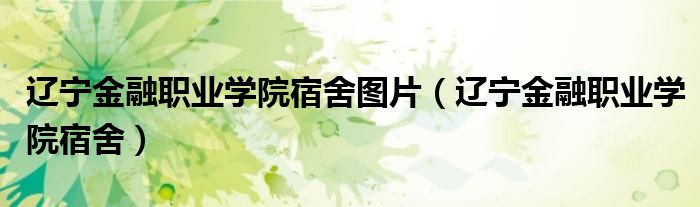 遼寧金融職業(yè)學(xué)院宿舍圖片（遼寧金融職業(yè)學(xué)院宿舍）