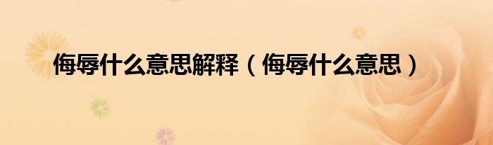 侮辱什么意思解釋（侮辱什么意思）
