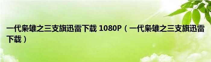 一代梟雄之三支旗迅雷下載 1080P（一代梟雄之三支旗迅雷下載）