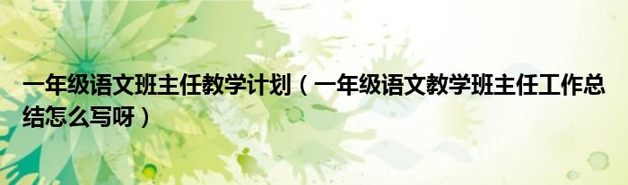 一年級語文班主任教學(xué)計劃（一年級語文教學(xué)班主任工作總結(jié)怎么寫呀）