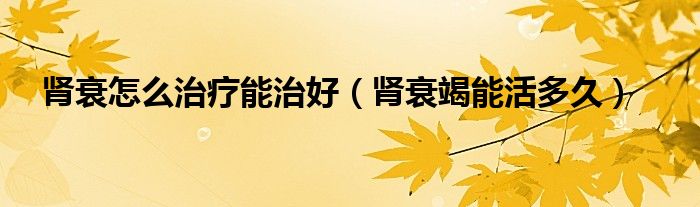 腎衰怎么治療能治好（腎衰竭能活多久）