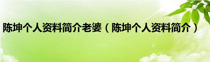 陳坤個人資料簡介老婆（陳坤個人資料簡介）