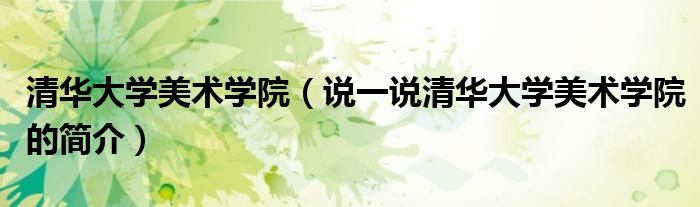 清華大學(xué)美術(shù)學(xué)院（說一說清華大學(xué)美術(shù)學(xué)院的簡(jiǎn)介）