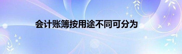 會計賬簿按用途不同可分為