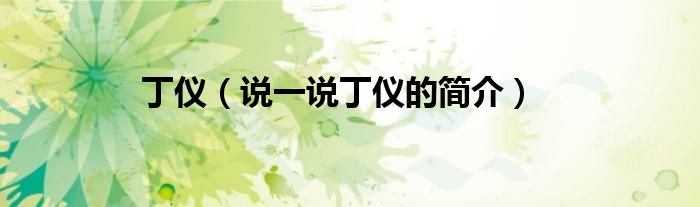 丁儀（說一說丁儀的簡介）