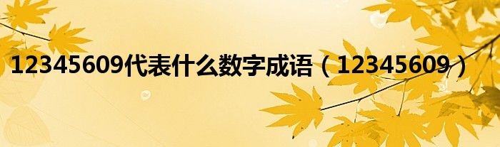 12345609代表什么數(shù)字成語（12345609）