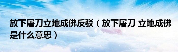 放下屠刀立地成佛反駁（放下屠刀 立地成佛是什么意思）