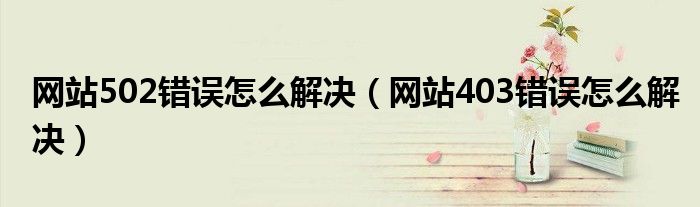網(wǎng)站502錯誤怎么解決（網(wǎng)站403錯誤怎么解決）