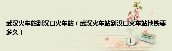 武漢火車站到漢口火車站（武漢火車站到漢口火車站地鐵要多久）