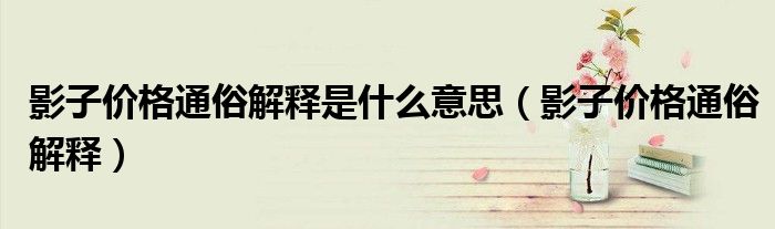 影子價(jià)格通俗解釋是什么意思（影子價(jià)格通俗解釋）