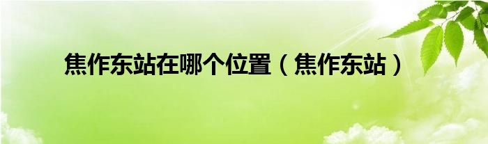 焦作東站在哪個位置（焦作東站）