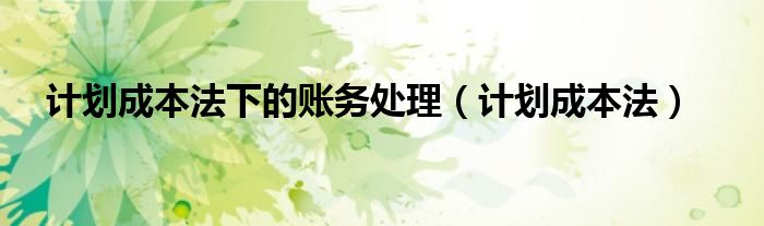 計劃成本法下的賬務處理（計劃成本法）