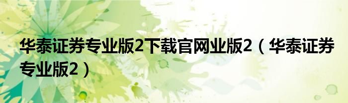 華泰證券專業(yè)版2下載官網(wǎng)業(yè)版2（華泰證券專業(yè)版2）