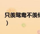 只羨鴛鴦不羨仙全詩（只羨鴛鴦不羨仙上一句）