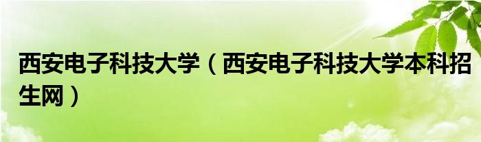 西安電子科技大學(xué)（西安電子科技大學(xué)本科招生網(wǎng)）