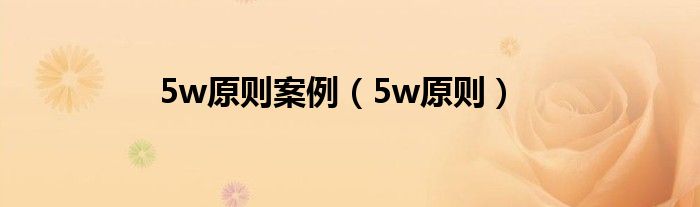 5w原則案例（5w原則）
