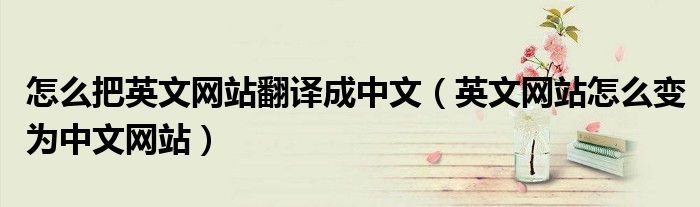 怎么把英文網(wǎng)站翻譯成中文（英文網(wǎng)站怎么變?yōu)橹形木W(wǎng)站）