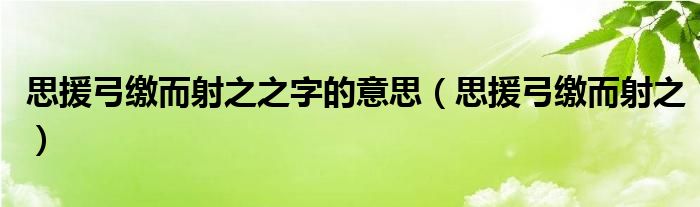 思援弓繳而射之之字的意思（思援弓繳而射之）