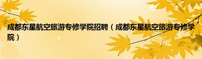 成都東星航空旅游專修學(xué)院招聘（成都東星航空旅游專修學(xué)院）
