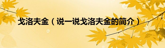戈洛夫金（說一說戈洛夫金的簡(jiǎn)介）