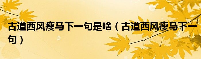 古道西風(fēng)瘦馬下一句是啥（古道西風(fēng)瘦馬下一句）