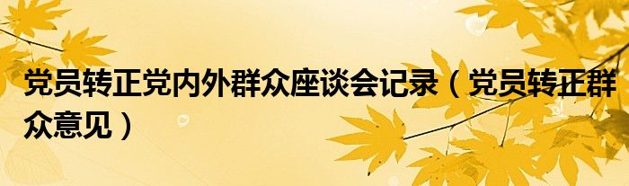 黨員轉(zhuǎn)正黨內(nèi)外群眾座談會記錄（黨員轉(zhuǎn)正群眾意見）