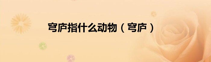 穹廬指什么動物（穹廬）