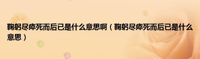 鞠躬盡瘁死而后已是什么意思?。ň瞎M瘁死而后已是什么意思）