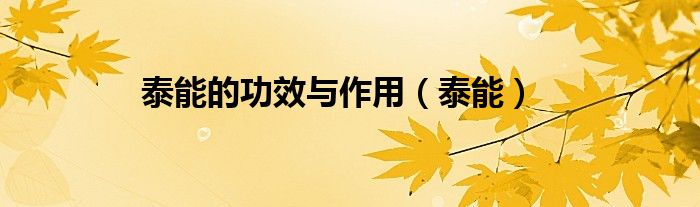 泰能的功效與作用（泰能）