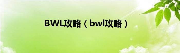 BWL攻略（bwl攻略）