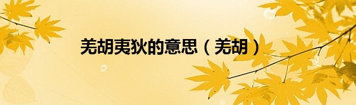 羌胡夷狄的意思（羌胡）