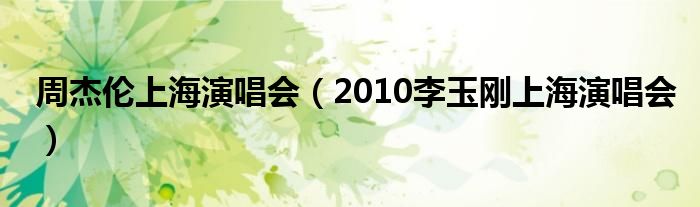 周杰倫上海演唱會（2010李玉剛上海演唱會）