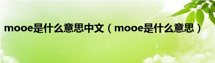 mooe是什么意思中文（mooe是什么意思）