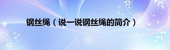 鋼絲繩（說(shuō)一說(shuō)鋼絲繩的簡(jiǎn)介）
