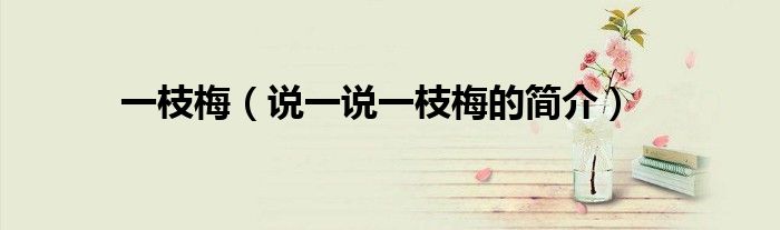 一枝梅（說(shuō)一說(shuō)一枝梅的簡(jiǎn)介）