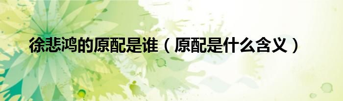 徐悲鴻的原配是誰(shuí)（原配是什么含義）