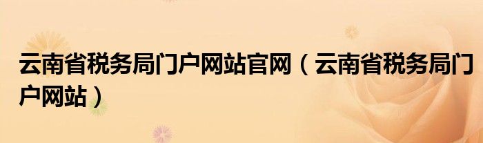 云南省稅務(wù)局門戶網(wǎng)站官網(wǎng)（云南省稅務(wù)局門戶網(wǎng)站）