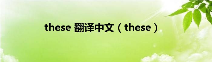 these 翻譯中文（these）
