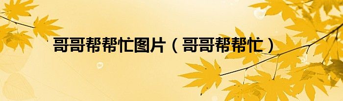 哥哥幫幫忙圖片（哥哥幫幫忙）