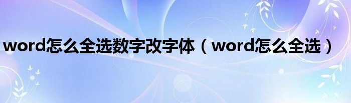 word怎么全選數(shù)字改字體（word怎么全選）