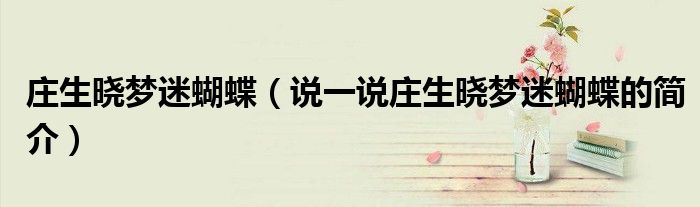 莊生曉夢迷蝴蝶（說一說莊生曉夢迷蝴蝶的簡介）
