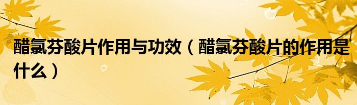 醋氯芬酸片作用與功效（醋氯芬酸片的作用是什么）