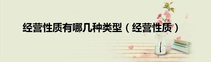經營性質有哪幾種類型（經營性質）