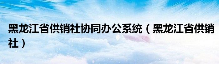黑龍江省供銷社協(xié)同辦公系統(tǒng)（黑龍江省供銷社）